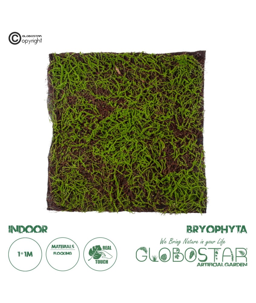 GloboStar® Artificial Garden BRYOPHYTA 20143 Τεχνητό Διακοσμητικό Πάνελ Φυλλωσιάς - Κάθετος Κήπος Βρύα Μ100 x Π100 x Υ5cm